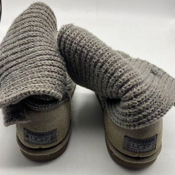 UGG Cardy Grey Sweater Boots Women’s Size 8 Cardy Gray Rolled Cuffed Knit Boots - Picture 5 of 7